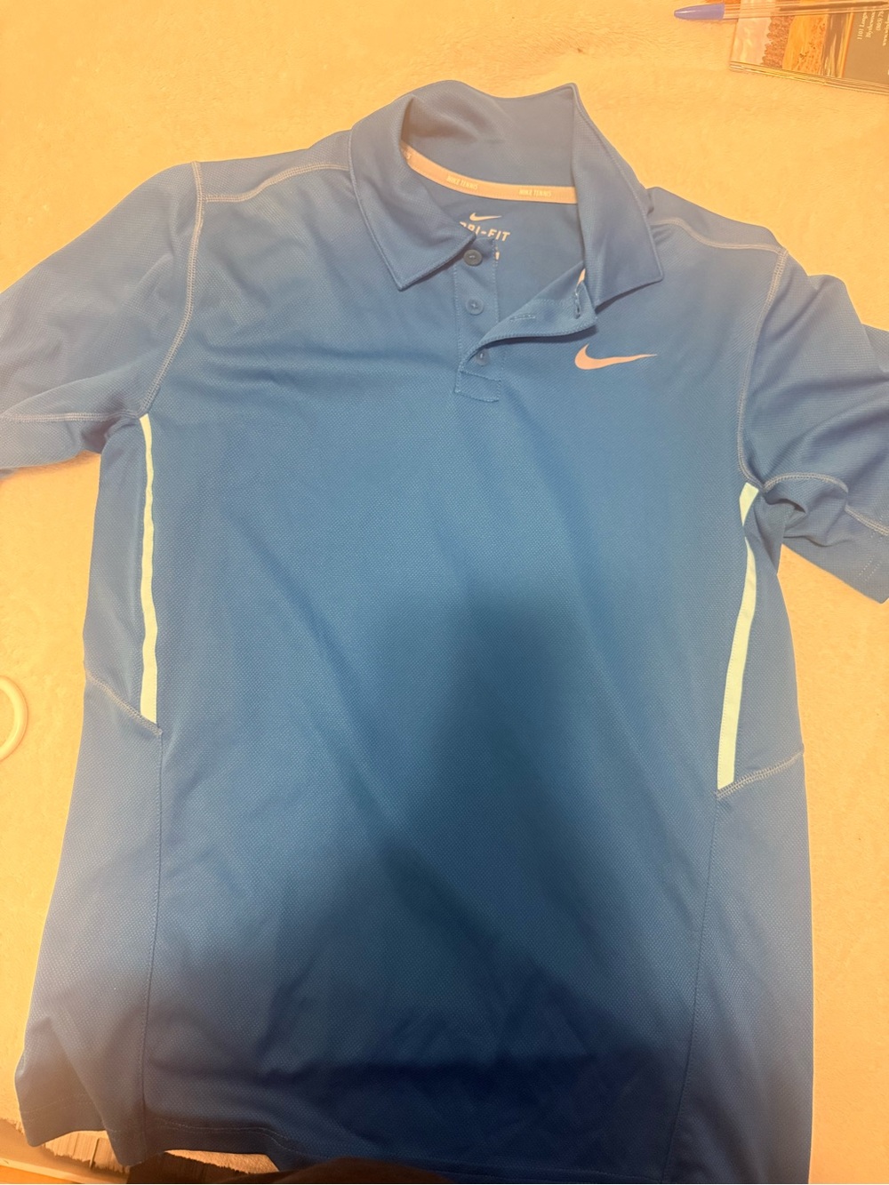 Nike Men's Blue Dri-FIT Polo with White Accents